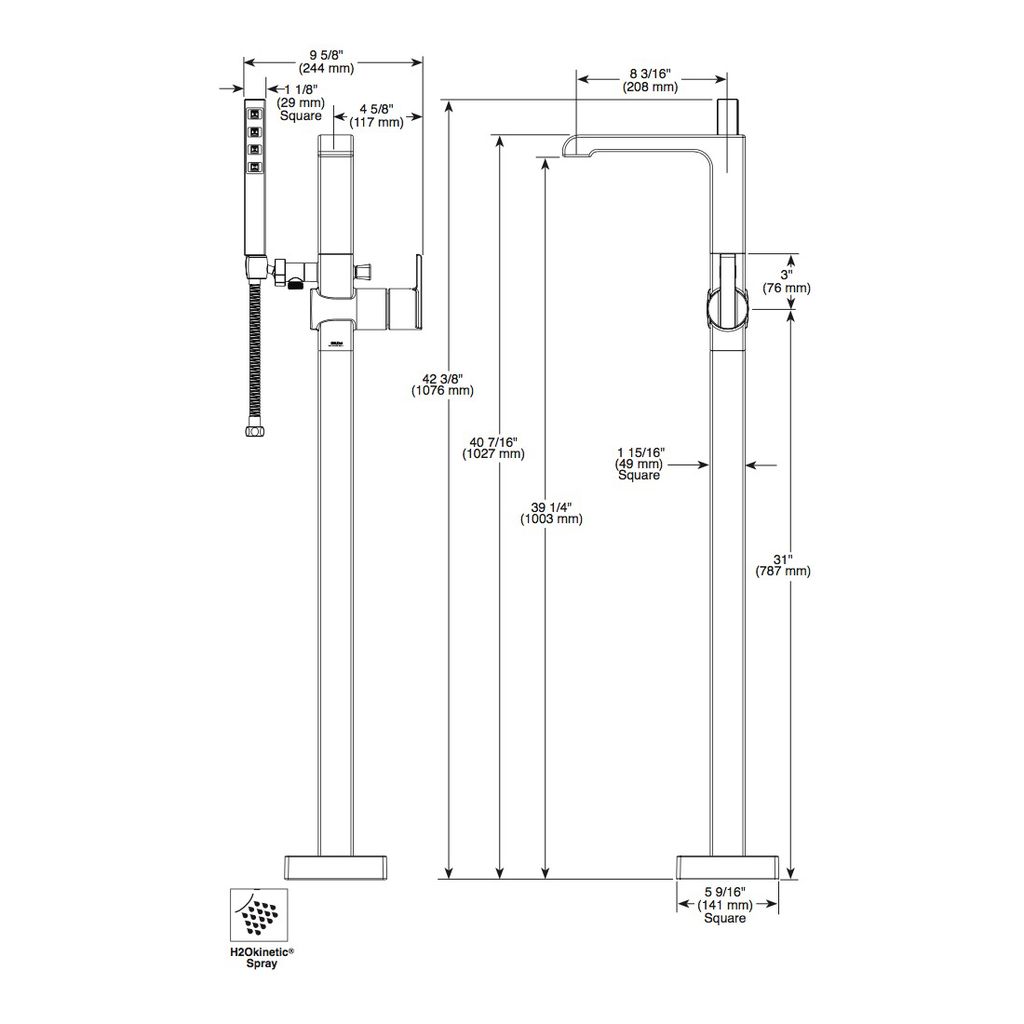 Delta T4767 Ara Floor Mount Tub Filler Trim Chrome 2