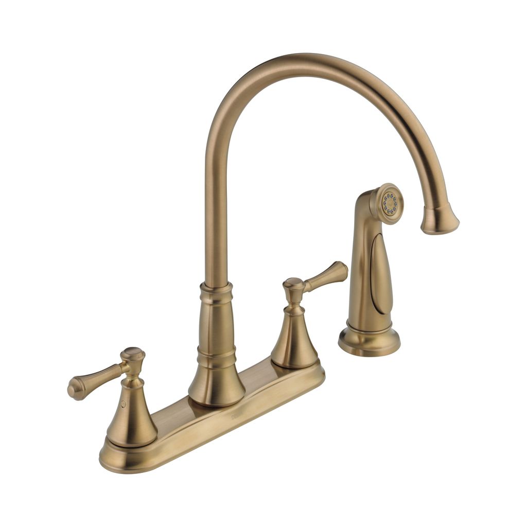 Delta 2497LF Cassidy Two Handle Kitchen Faucet With Spray Champagne Bronze 1