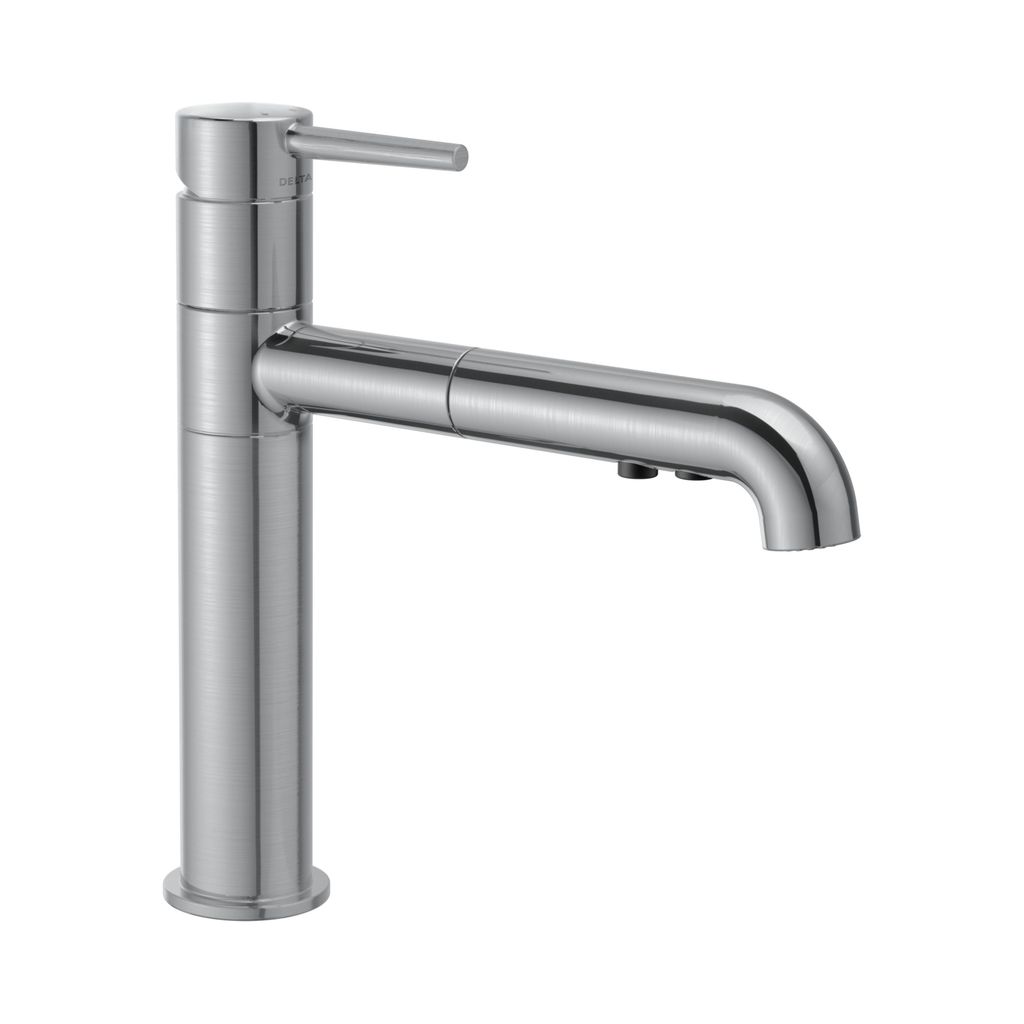 Delta 4159 Trinsic Single Handle Pull Out Kitchen Faucet Arctic Stainless 1