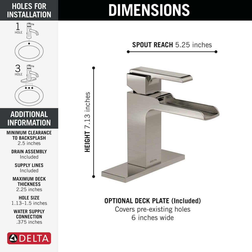 Delta 568LF Ara Single Handle Channel Lavatory Faucet Brilliance Stainless 1