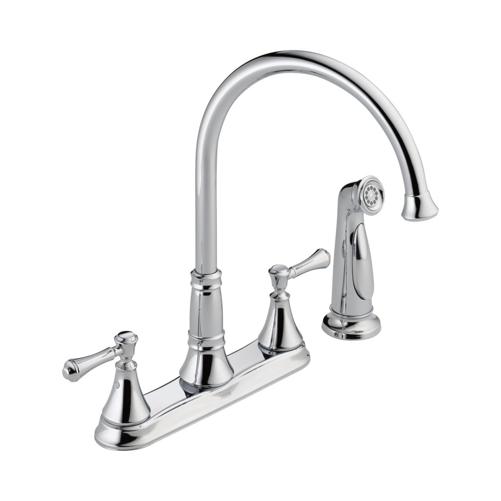 Delta 2497LF Cassidy Two Handle Kitchen Faucet With Spray Chrome 1