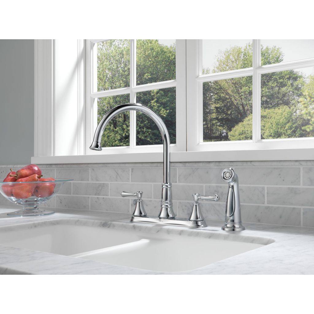 Delta 2497LF Cassidy Two Handle Kitchen Faucet With Spray Chrome 3