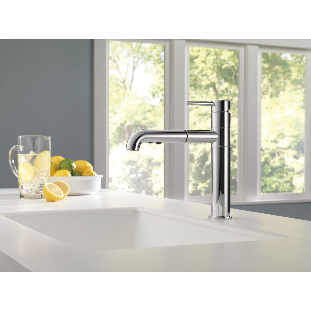 Delta 4159 Trinsic Single Handle Pull Out Kitchen Faucet Arctic Stainless 3