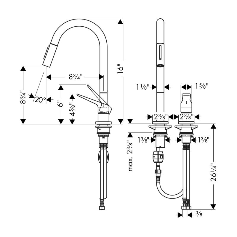 Hansgrohe 34822001 Axor Citterio M Single Handle Pull Down Spray Kitchen Faucet Chrome 2