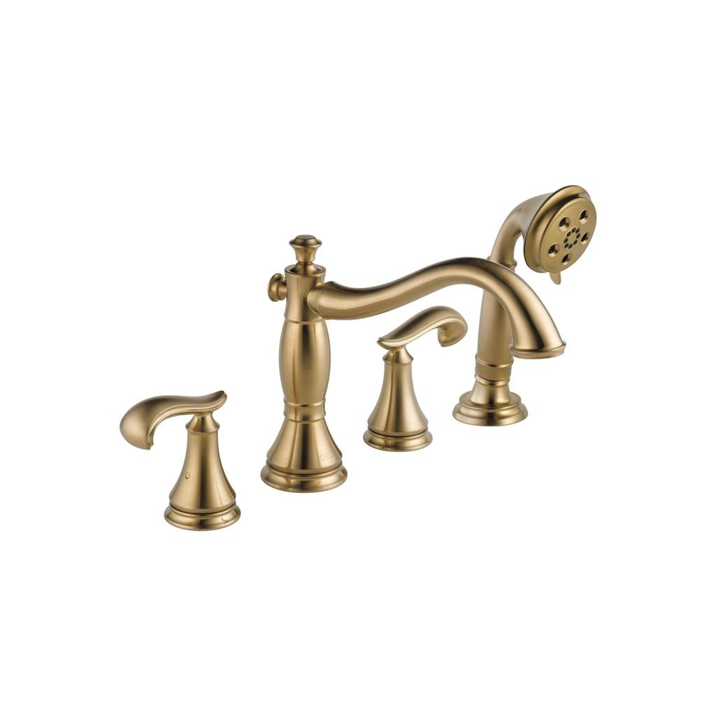 Delta T4797 Cassidy Roman Tub with Hand Shower Trim Less Handles Champagne Bronze 1