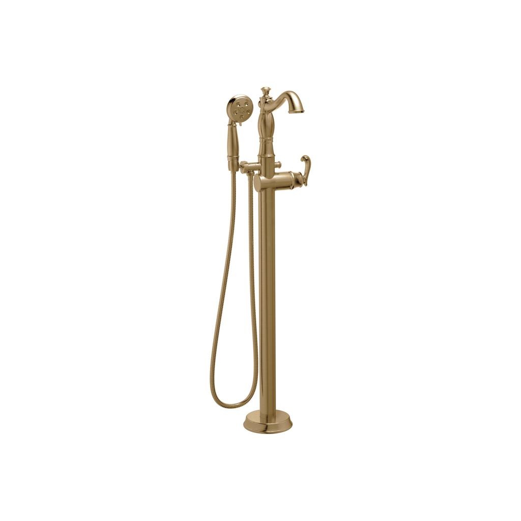 Delta T4797 Cassidy Traditional Floor Mount Tub Filler Trim Less Handle Champagne Bronze 1
