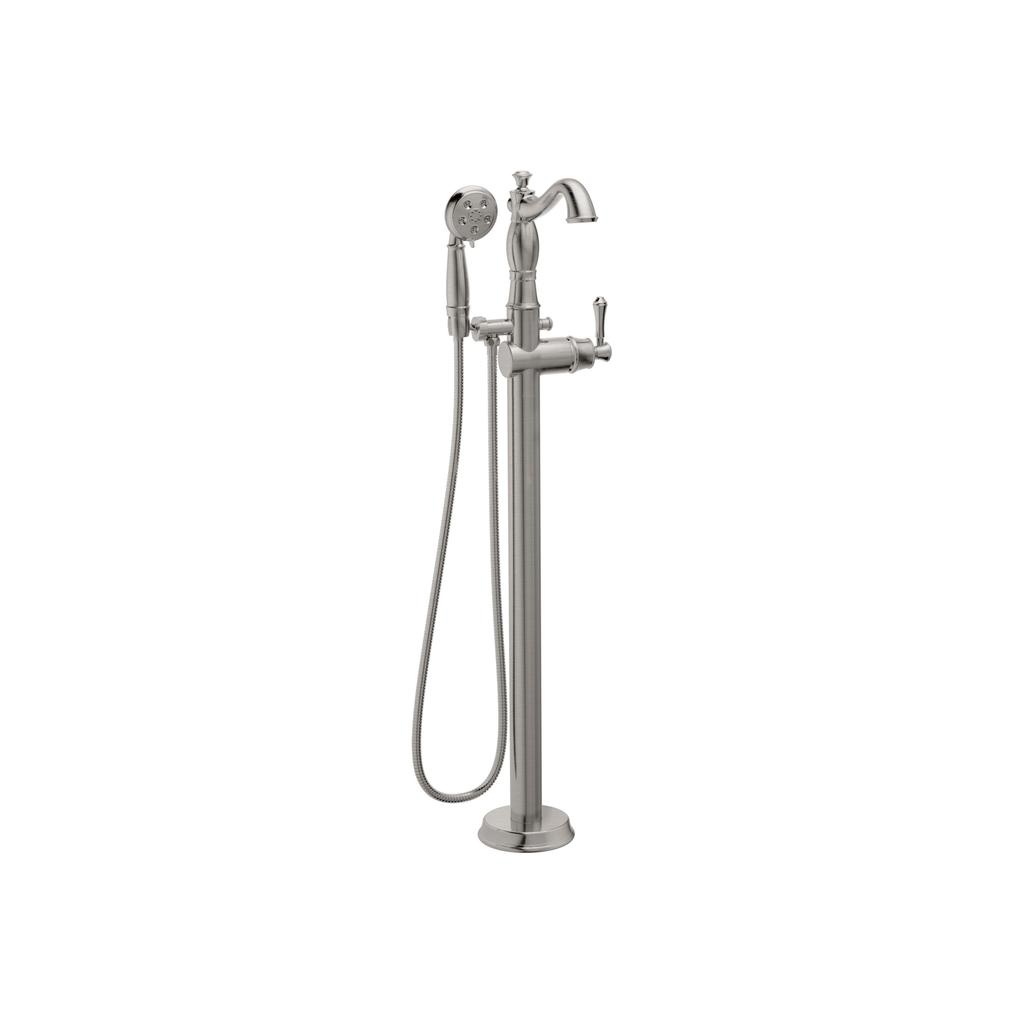 Delta T4797 Cassidy Traditional Floor Mount Tub Filler Trim Less Handle Stainless 1