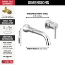 Delta T3559LF Trinsic Single Handle Wall Mount Bathroom Faucet Trim Chrome 1