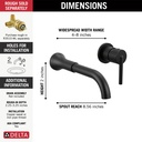 Delta T3559LF Trinsic Single Handle Wall Mount Bathroom Faucet Trim Matte Black 2