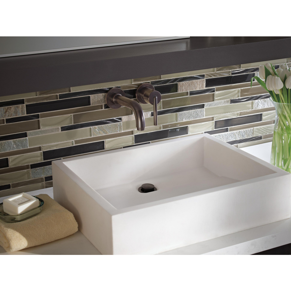 Delta T3559LF Trinsic Single Handle Wall Mount Bathroom Faucet Trim Venetian Bronze 1