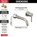 Delta T3559LF Trinsic Single Handle Wall Mount Bathroom Faucet Trim Stainless 1