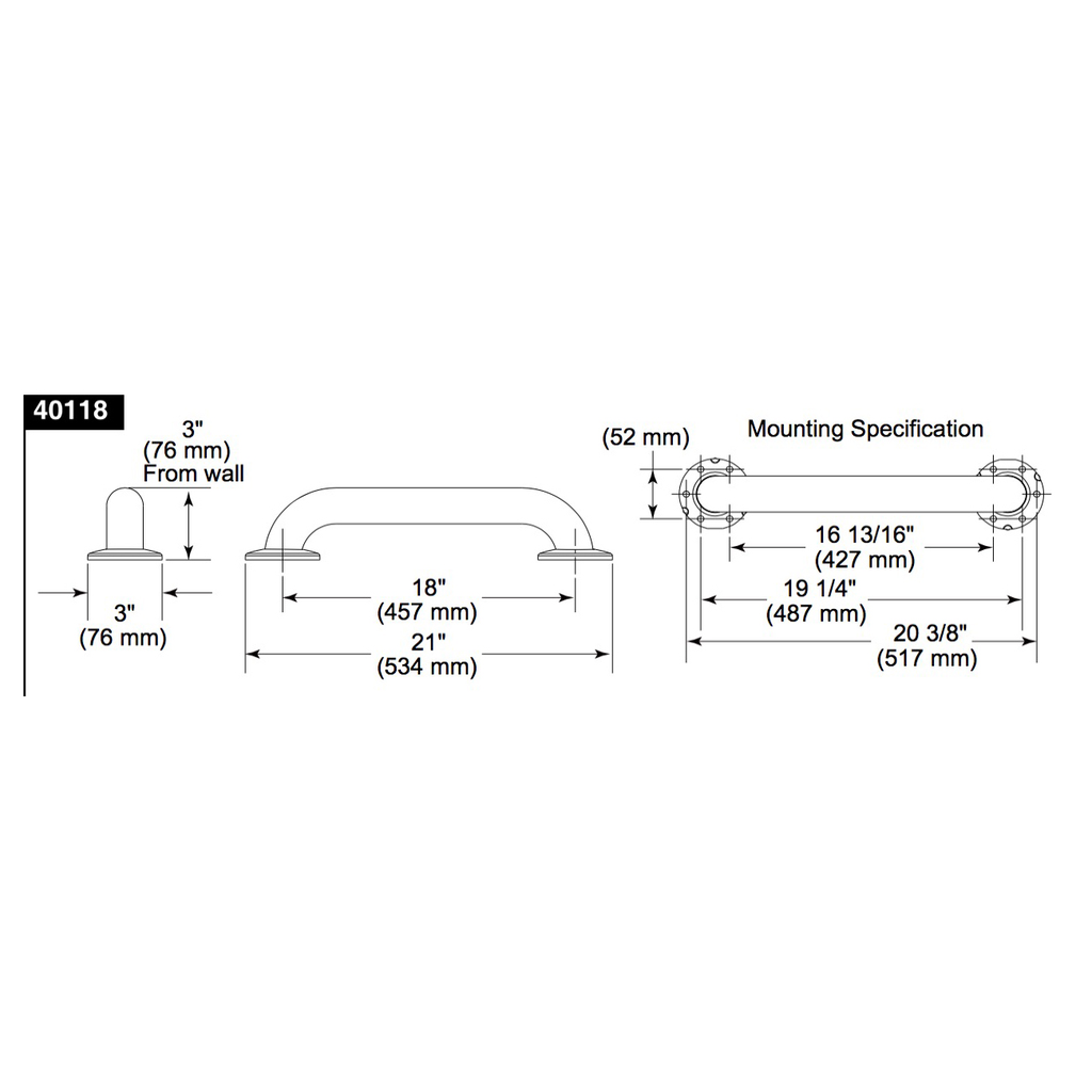 Delta 40118 18 ADA Grab Bar Concealed Mounting Brilliance Stainless 2