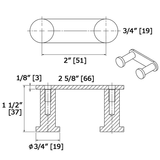 Laloo 2605-2C Double Hook Strip Chrome 3