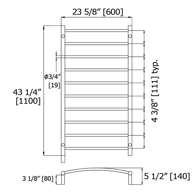 Laloo ETW1-1PS 10 Bar Towel Warmer Polished Stainless 2