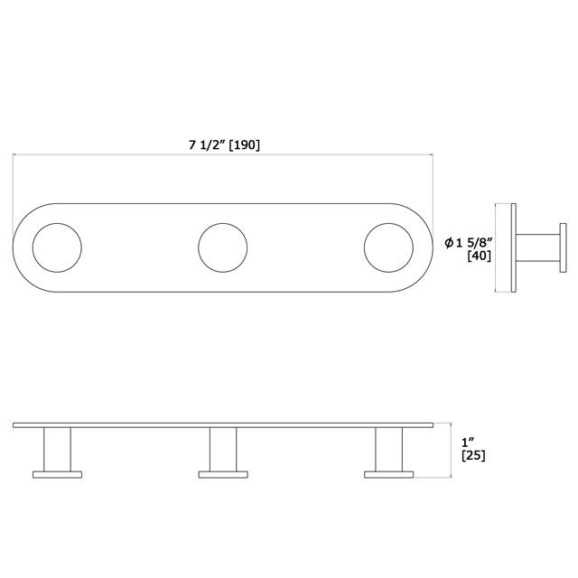 Laloo 7118-3C Triple Hook Strip Chrome 2