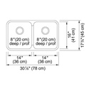 Kindred QDUA1831-8 Double Bowl Undermount 20 Gauge Stainless Steel 2