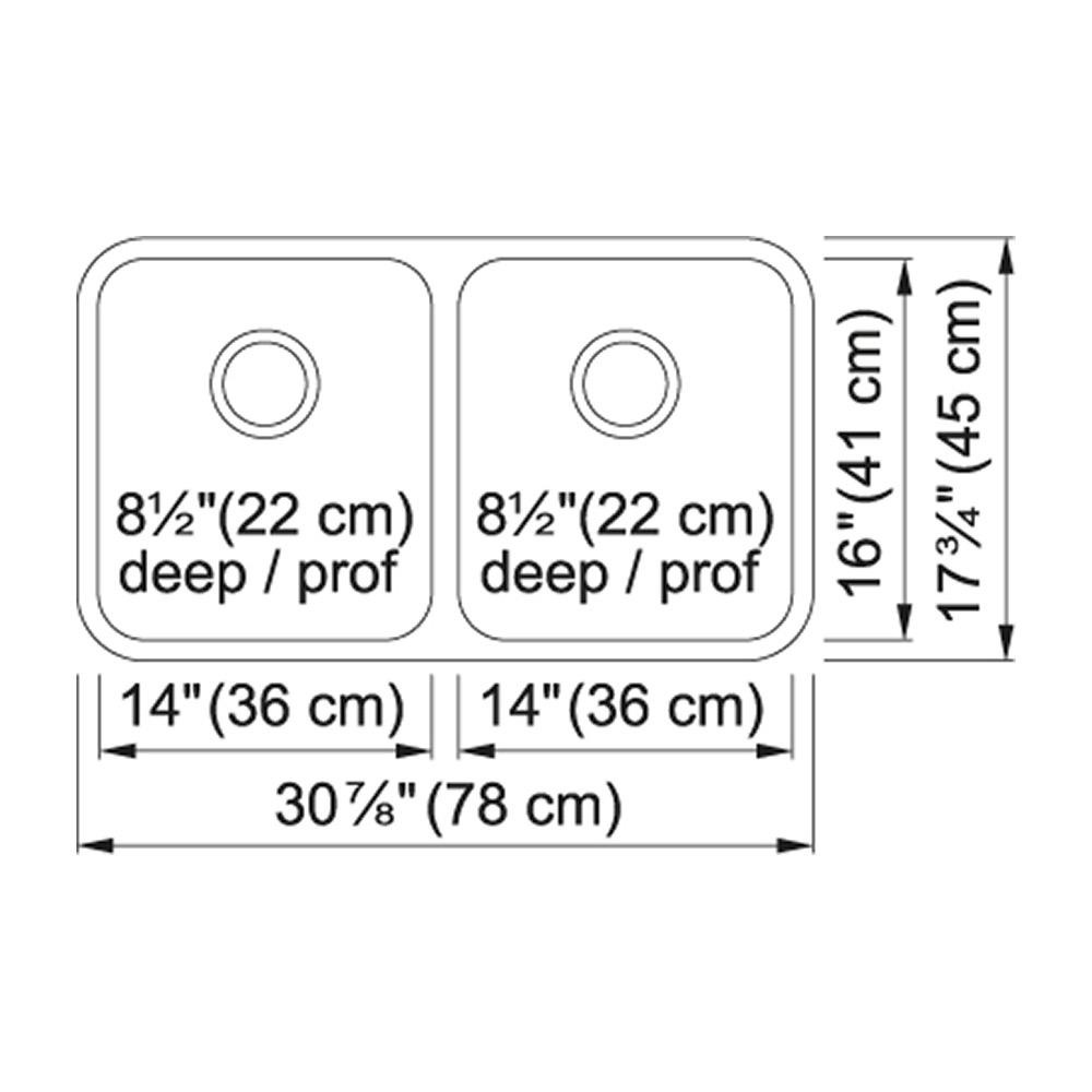 Kindred ND1831UA-9 Double Bowl Undermount Sink Stainless Steel 2