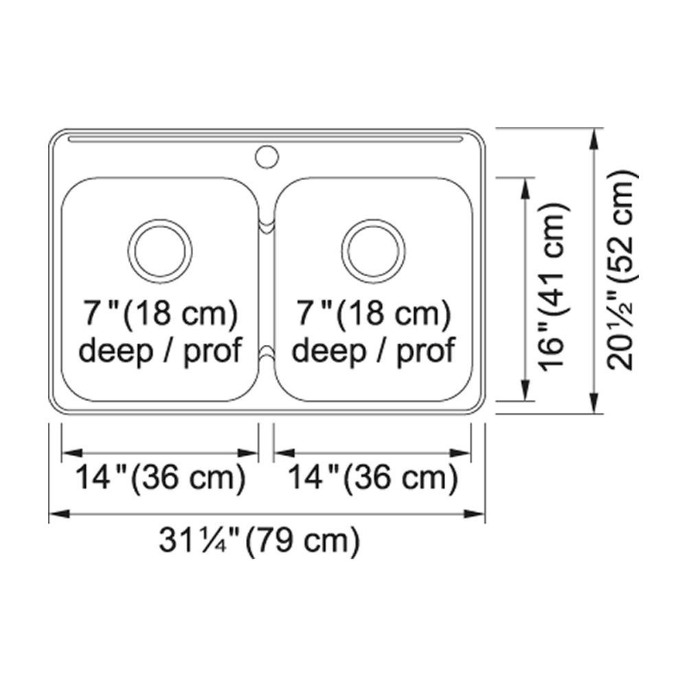 Kindred RDL5279-1 Topmount Double Bowl Sink Stainless Steel 2