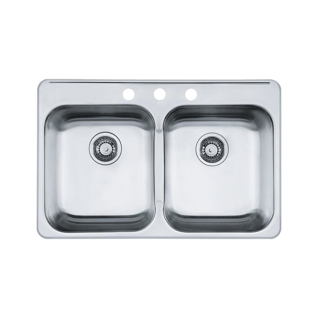 Kindred RDL5279-3 Topmount Double Bowl Sink Stainless Steel 1
