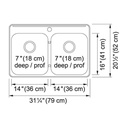 Kindred RDL2031-1 Topmount Double Bowl Sink Stainless Steel 2