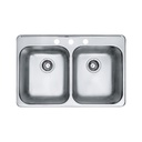 Kindred RDL2031-3 Topmount Double Bowl Sink Stainless Steel 1