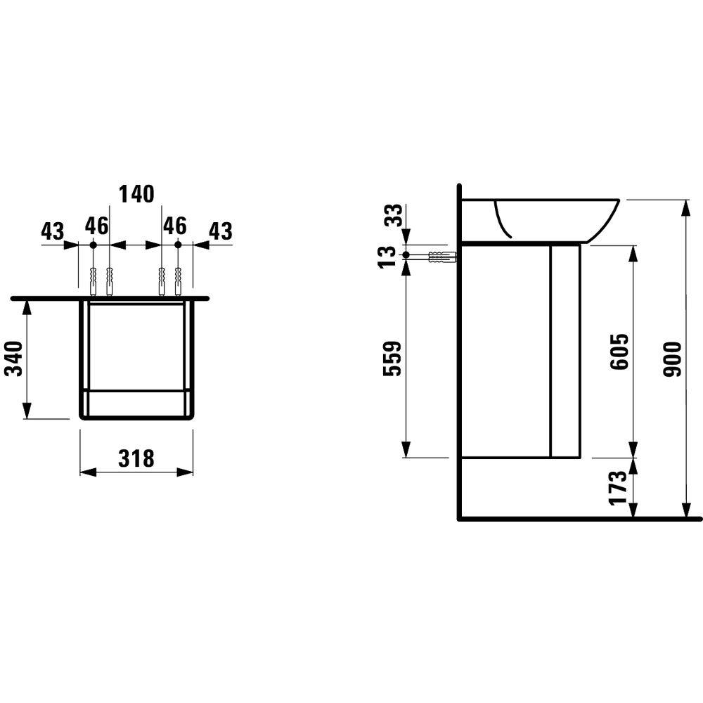Laufen 425352 Ino Vanity Unit With One Door Right Matt White 2