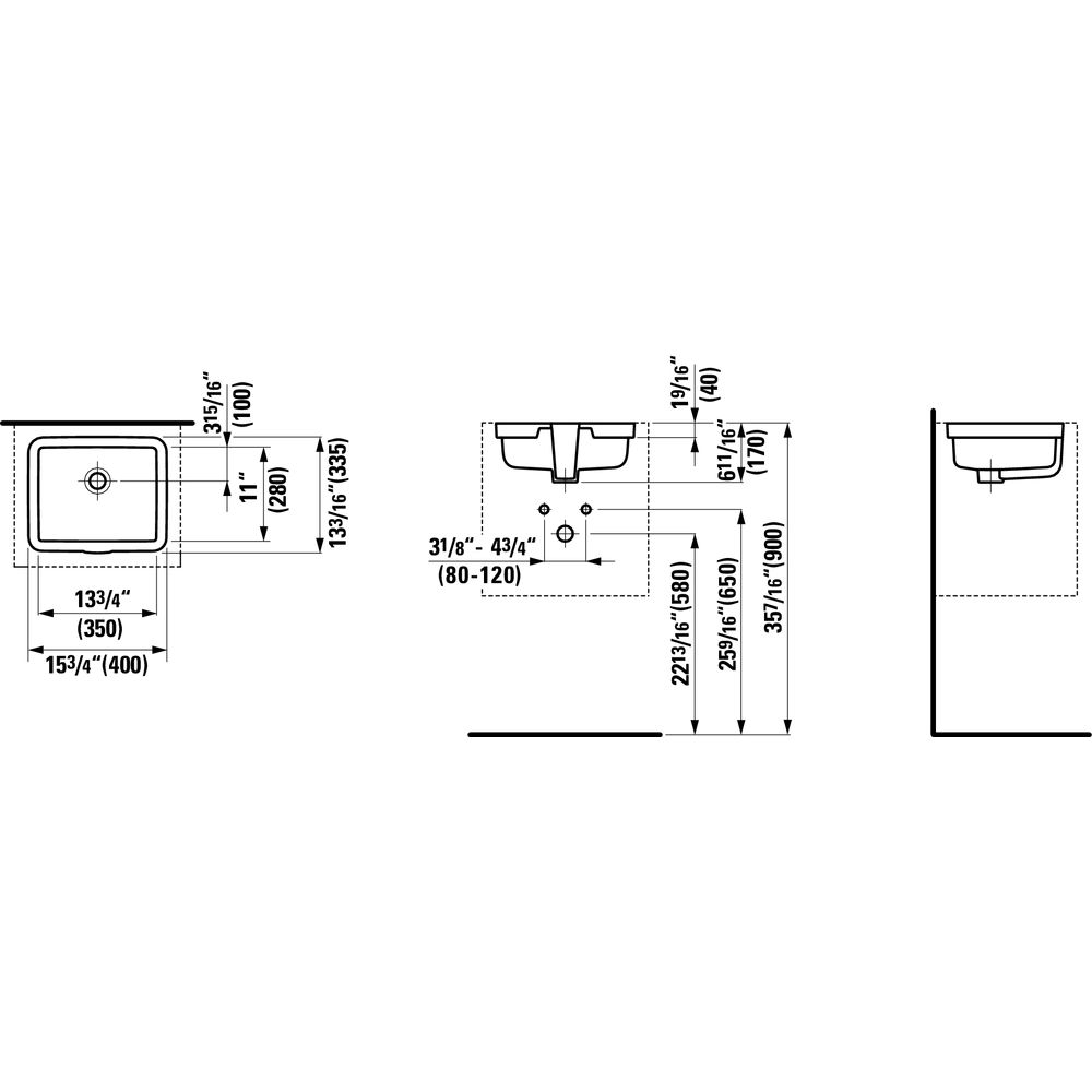 Laufen 812432 Living City Undercounter Basin Without Tap Holes 2