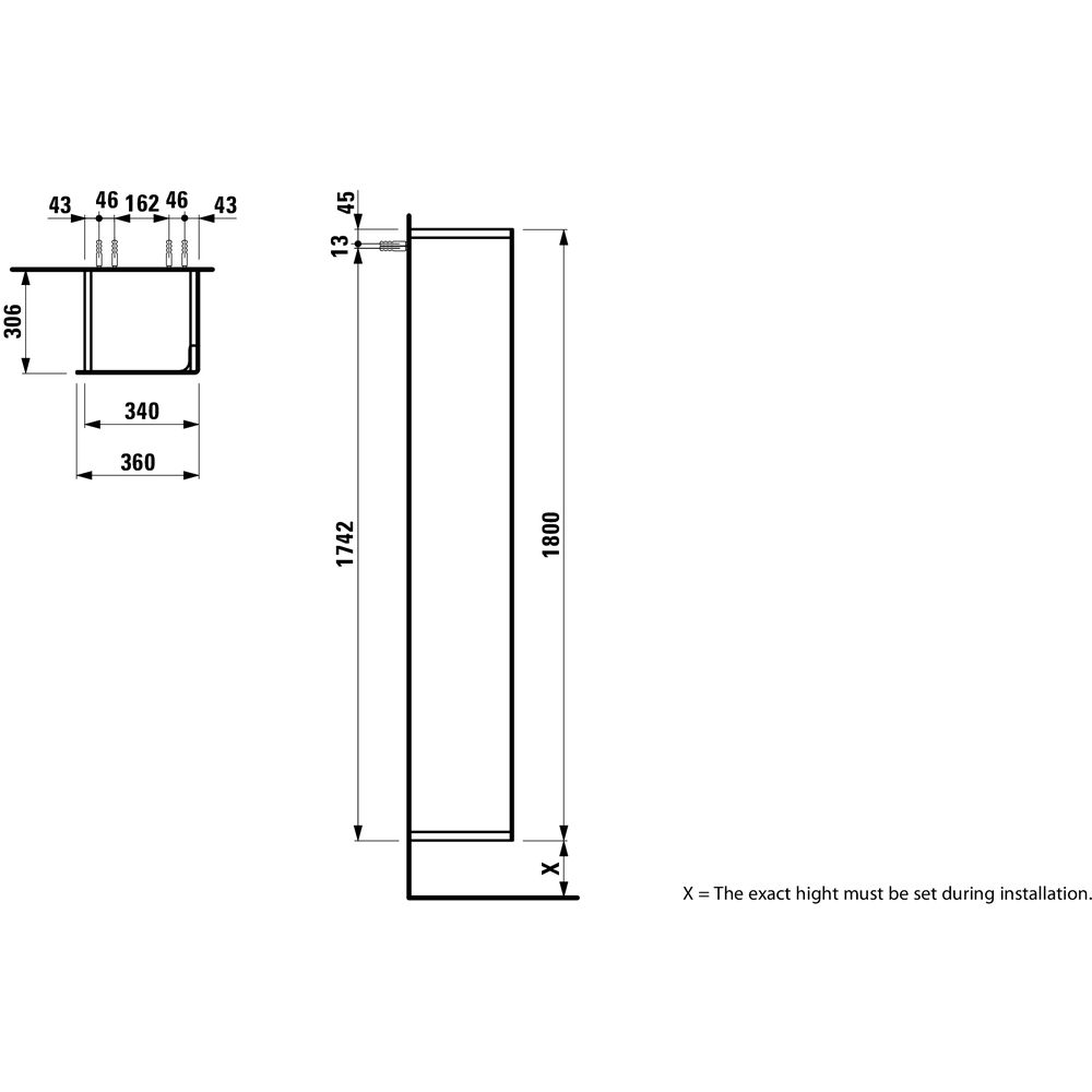 Laufen 425452 Ino Tall Cabinet Door Hinge Right Dark Walnut 2