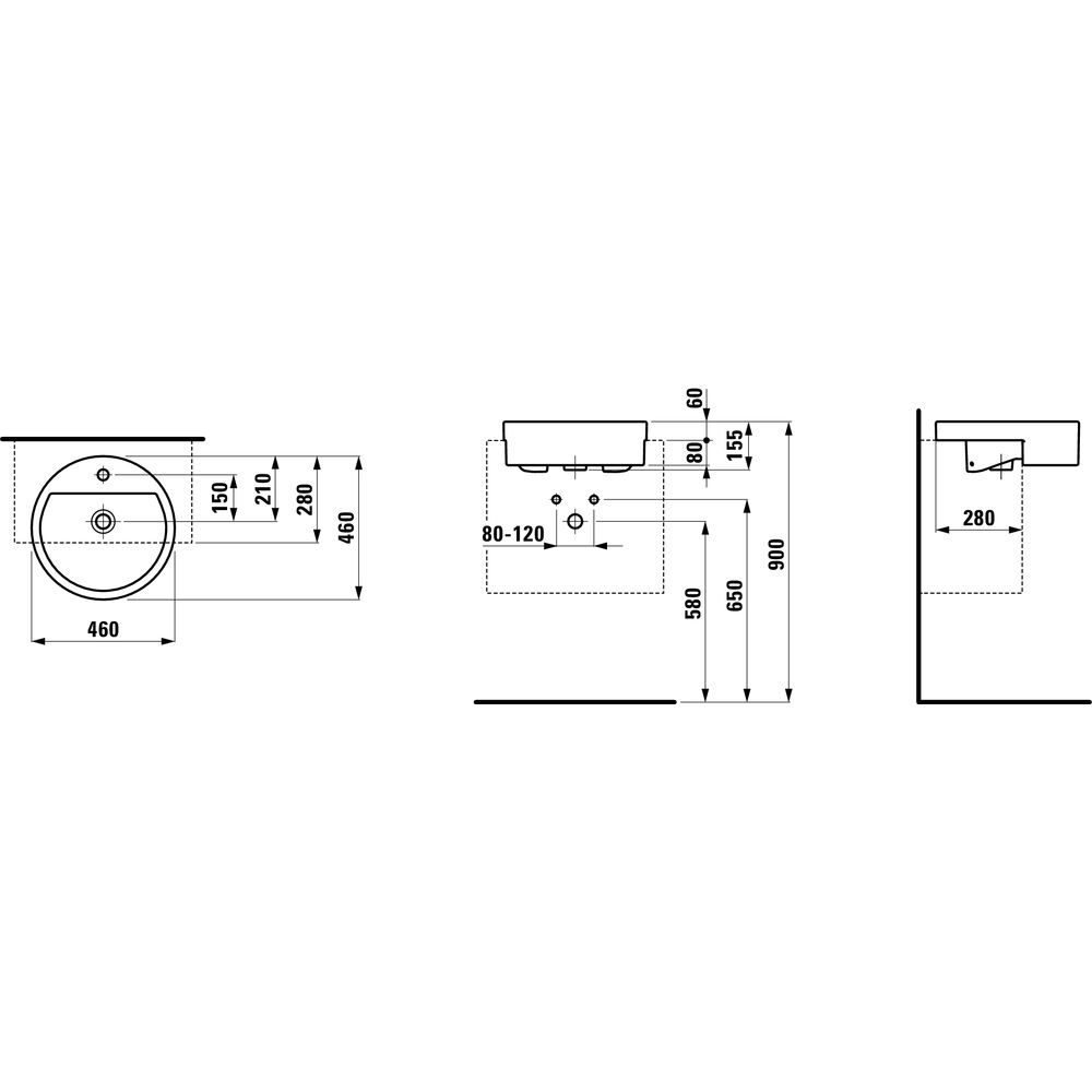 Laufen 813431 Living City Semi Recessed Washbasin Without Tap Hole 2