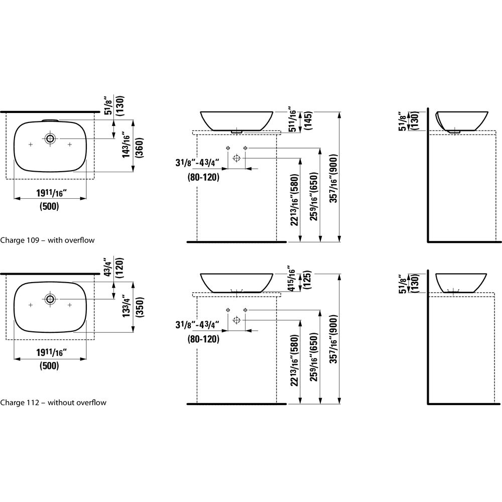 Laufen 812302 Ino Washbasin Bowl White Without Overflow 2