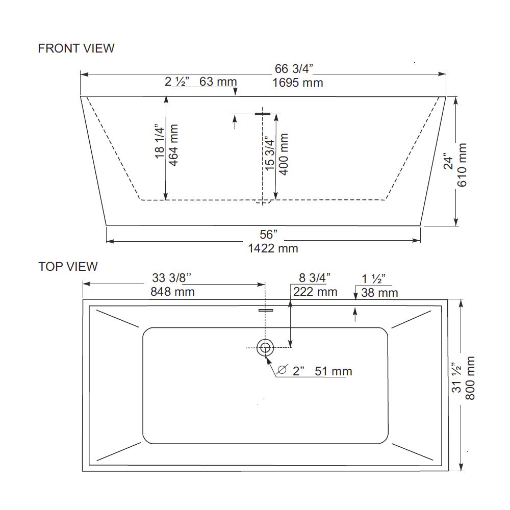 Mirolin CF1016 Slate Freestanding Bath Tub 2