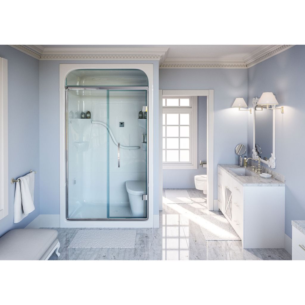 Mirolin SH4LS/RS Madison 4 Shower Stall With Seat White 1