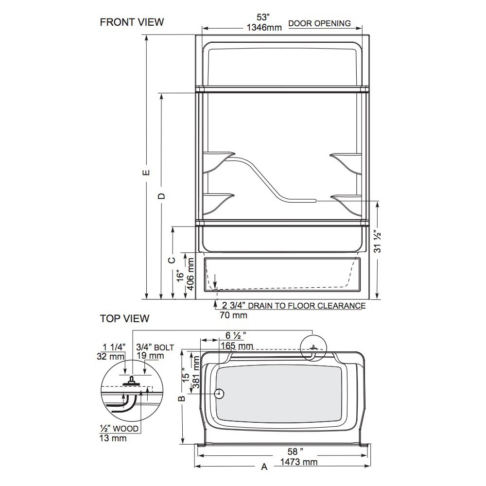 Mirolin PT520L/R Parker 20 Tub Shower White 2
