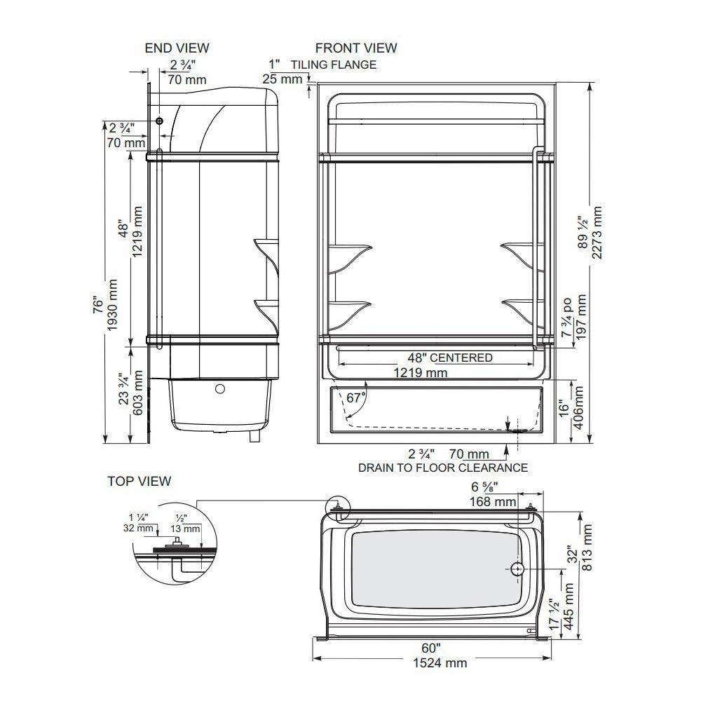 Mirolin RBF516 Riverdale Barrier Free Tub Shower Left Drain 2