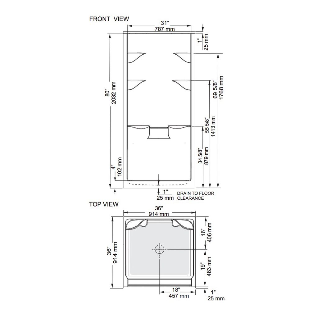 Mirolin MEL3 Melrose 3 One Piece Shower Stall White 2
