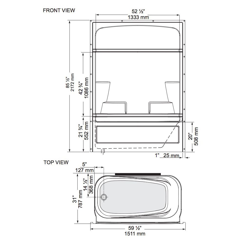 Mirolin KD53R Empire Tub Shower White 2