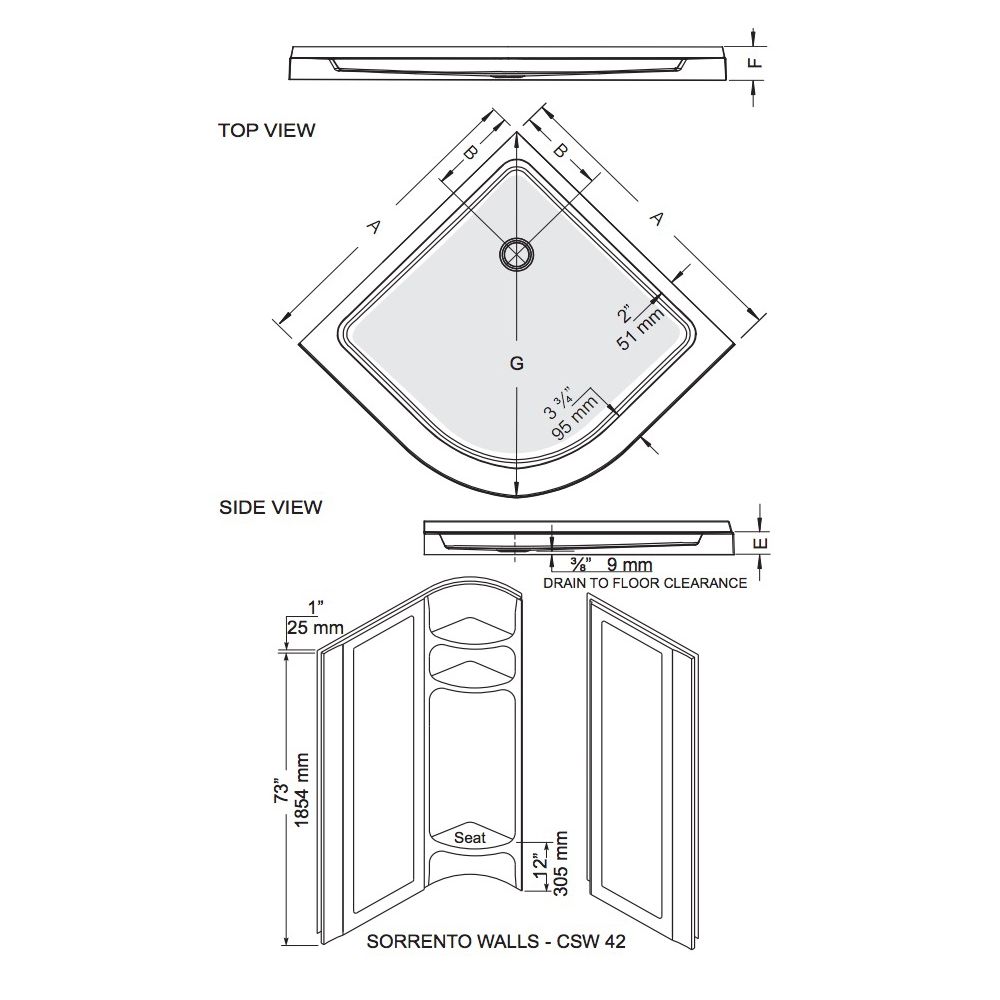 Mirolin 38RFDPS Corner 38" Round Front Sliding Door Plain Silver 2