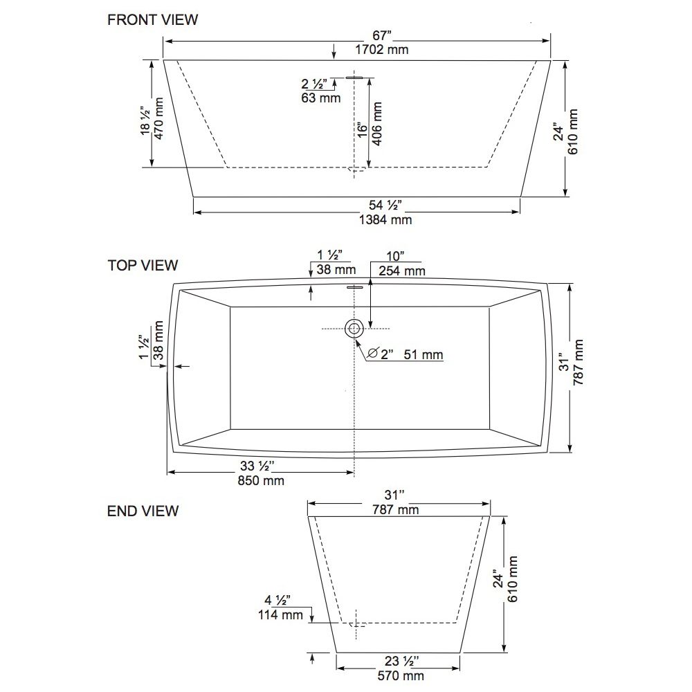 Mirolin CF1014 Carrera Free Standing Bath Tub 2