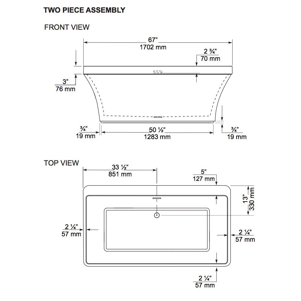 Mirolin CF2001 Beacon Acrylic Free Standing Bath Tub 2