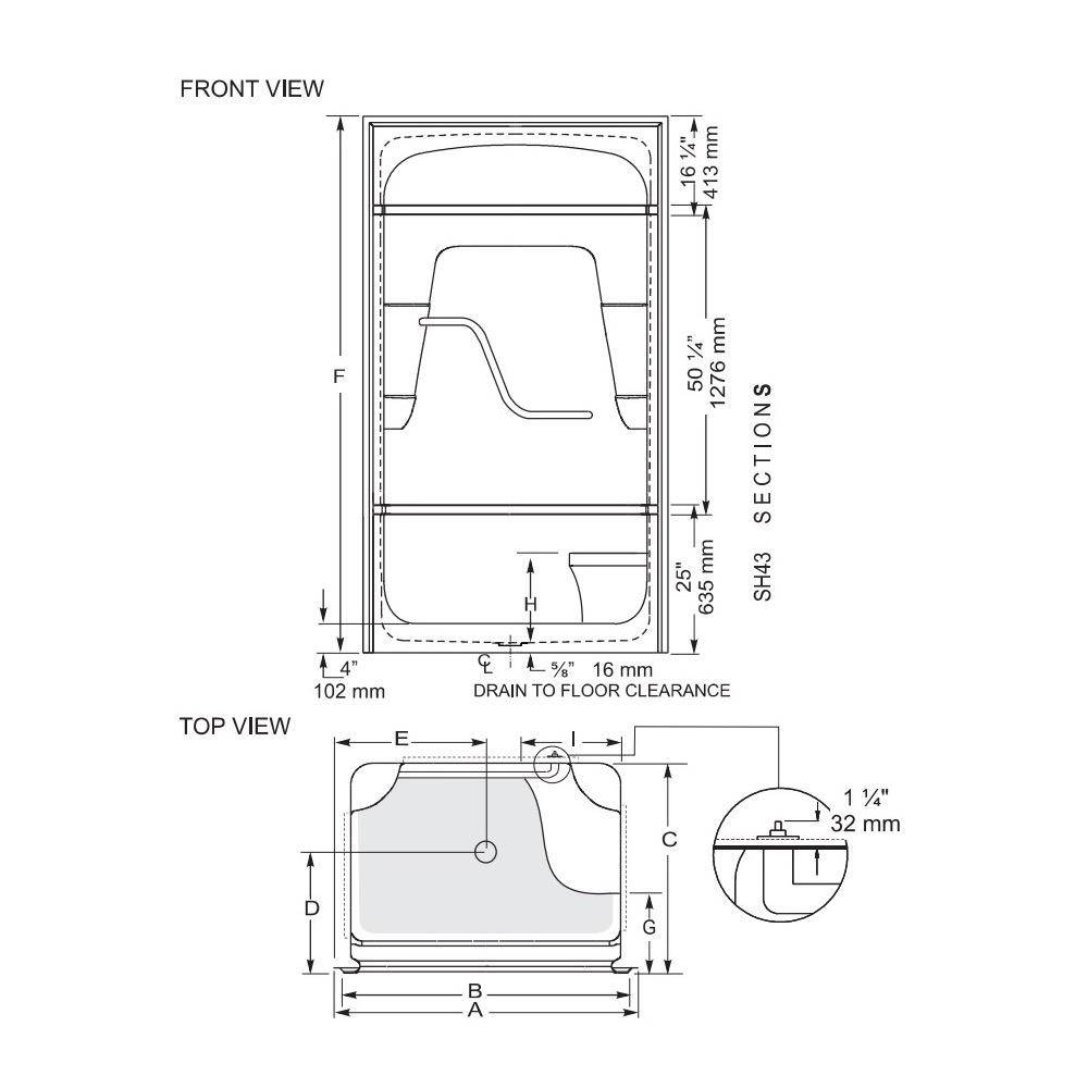 Mirolin SH43 Madison 4 Multi Shower Stall Left 2