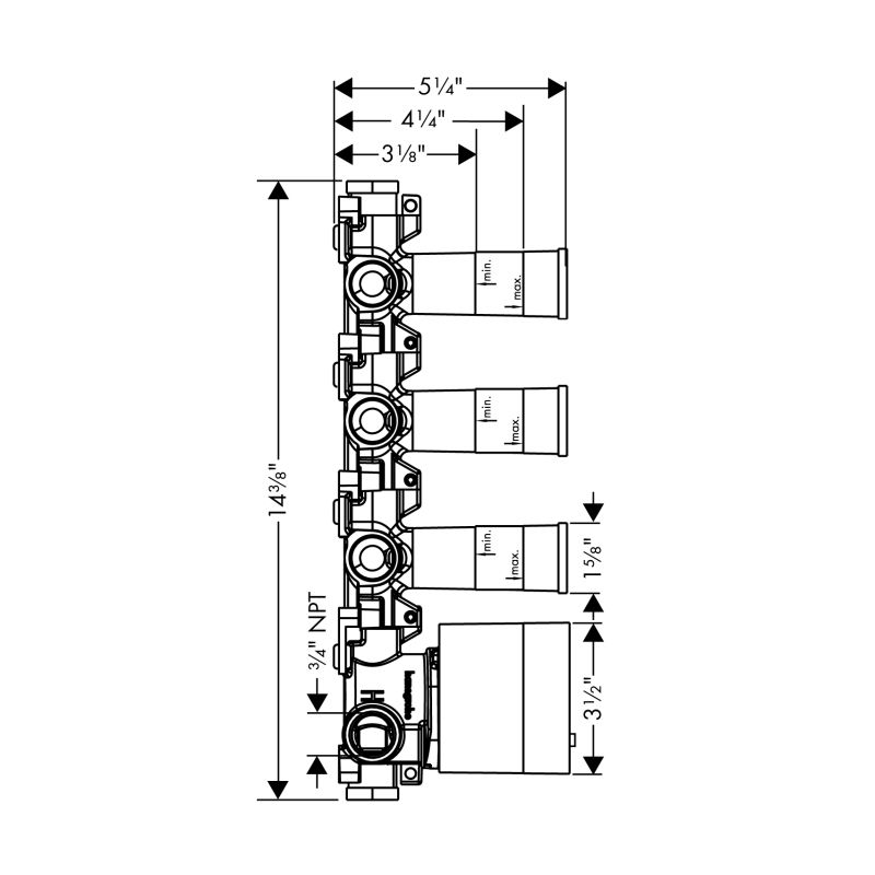Hansgrohe 10750181 Axor ShowerCollection Thermostatic 3 Function Module Rough 2