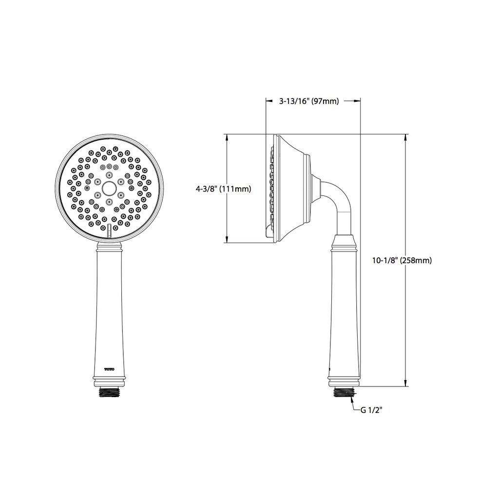 TOTO TS300F55CP Traditional Collection Series A Multi Spray Handshower 4-1/2 Chrome 2