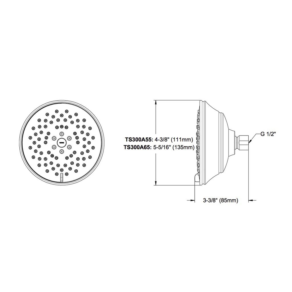 TOTO TS300A65BN Traditional Collection Series A Multi Spray Showerhead 5-1/2 Brushed Nickel 2