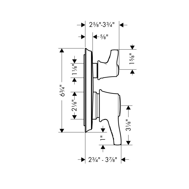 Hansgrohe 04449920 Metris C Pressure Balance Trim With Diverter Rubbed Bronze 2