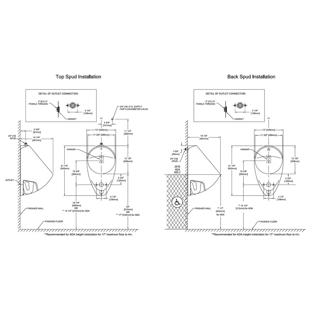 TOTO UT105UG Commercial Washout Urinal 0.125 GPF 2