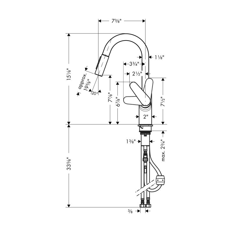 Hansgrohe 04506801 Focus HighArc Pull Down Prep Kitchen Faucet Steel Optik 2