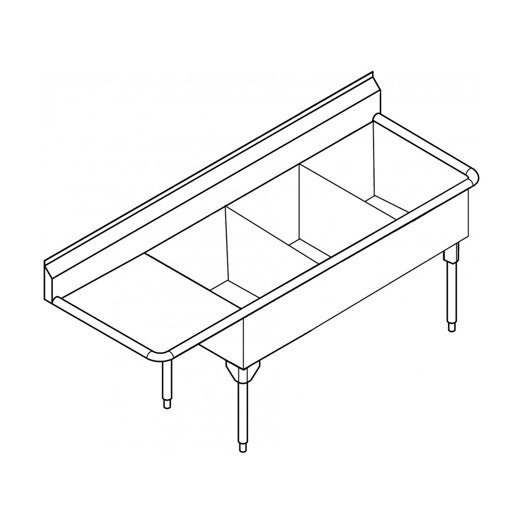 Franke STL2454L-1 Service Series 14 Gauge Triple Sink