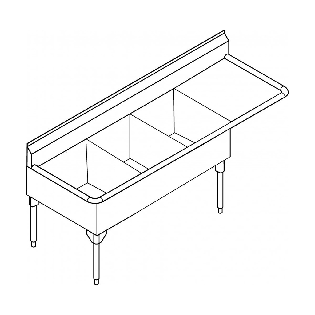 Franke STL2454R-1-2 Service Series 14 Gauge Triple Sink
