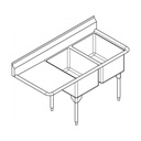 Franke RDL2448L-1-2 Restaurant Series 16 Gauge Double Sink