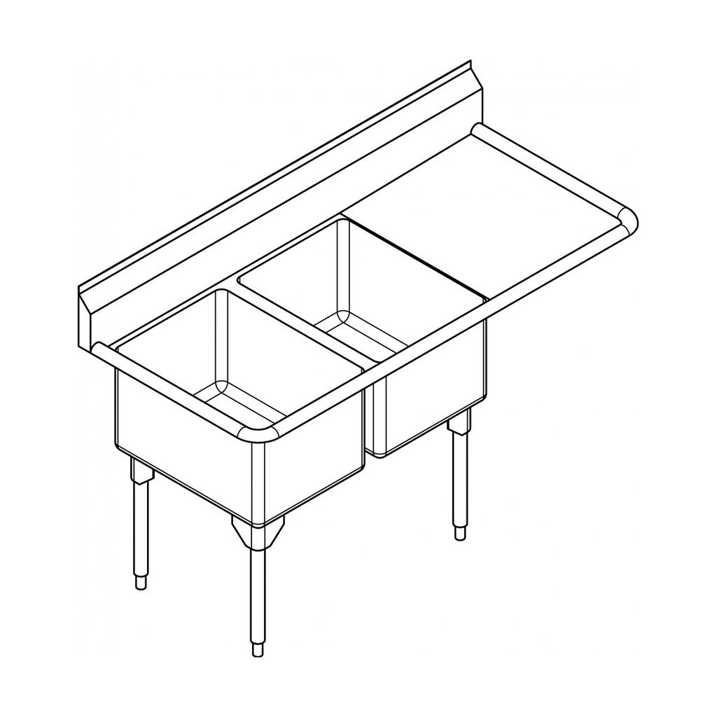 Franke RDL2448R-1-2 Restaurant Series 16 Gauge Double Sink